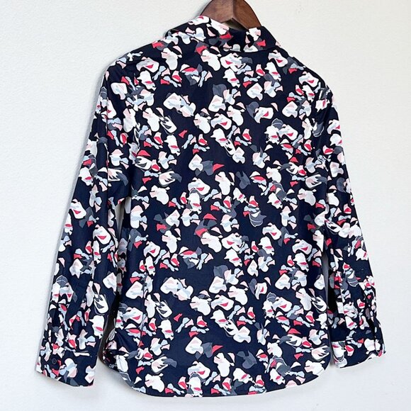 COS 100% Cotton Button Up Down Shirt Top Blouse Abstract Floral Navy Blue 2 $120 - Picture 5 of 13